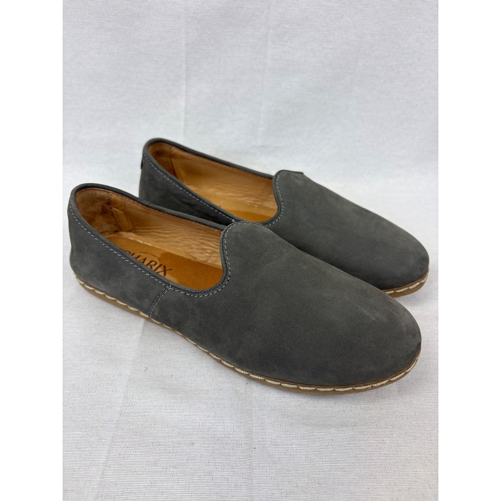 Charix Womens Nubuck Comfort Shoes Suede Slip On Size 39 EU/8.5 US Graphite Gray